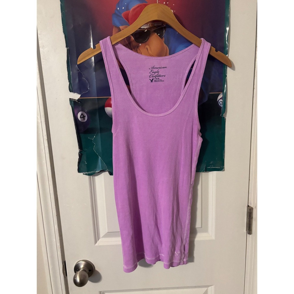 American Eagle Outfitters Purple Ribbed Racerback Tank Top Women Medium Slim Fit